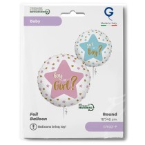 Palloncino in Foil 18" Boy or Girl? "Gender Reveal" Nascita e Battesimo Grabo