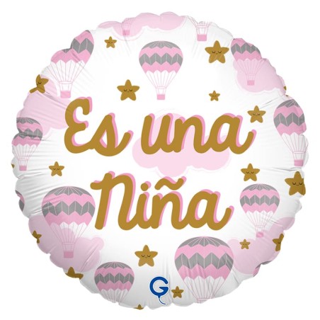 Palloncino in Foil 18" Nascita Bimba "Es una Niña" Nascita e Battesimo Grabo