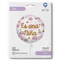 Palloncino in Foil 18" Nascita Bimba "Es una Niña" Nascita e Battesimo Grabo