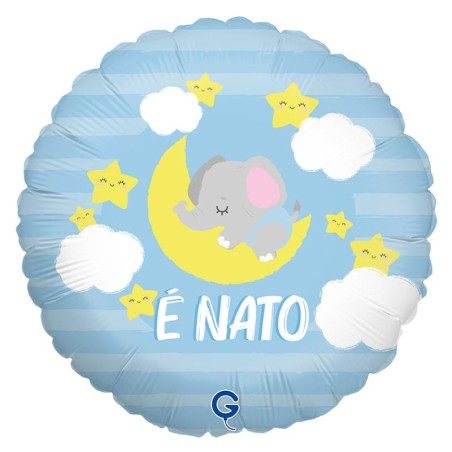 Palloncino in Foil 18" Nascita Celeste "È Nato" Nascita e Battesimo Grabo