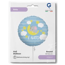 Palloncino in Foil 18" Nascita Celeste "È Nato" Nascita e Battesimo Grabo
