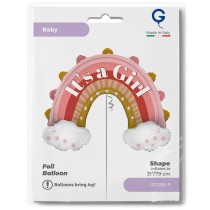 Palloncino in Foil 42" Super Shape Arcobaleno Nascita "Boho Pink Rainbow" Nascita e Battesimo Grabo