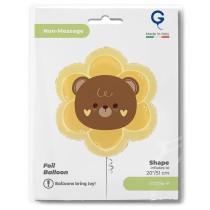 Palloncino in Foil 20" Super Shape Fiore con Orsetto "Blossom Bear" Nascita e Battesimo Grabo