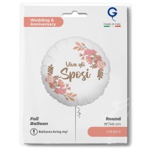 Palloncino in Foil 18" Matrimonio "Viva gli Sposi" Amore, Matrimonio o Anniversario Grabo