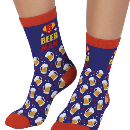 Calzini Blu con Boccali di Birra "BEER MAN" Tg. 42-48 Oktoberfest Birra