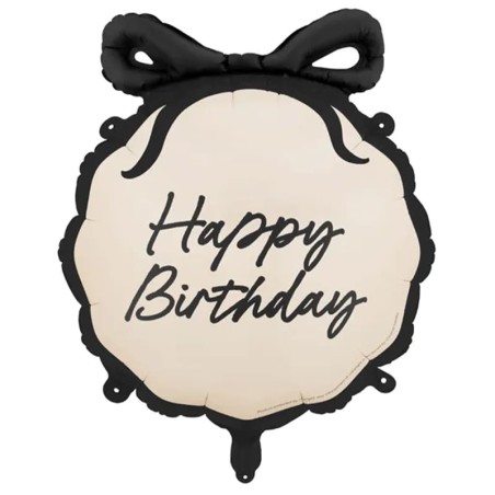 Palloncino in Foil 22" Happy Birthday con Fiocco Nero "Elegant Milestone" Elegant Milestone Birthday