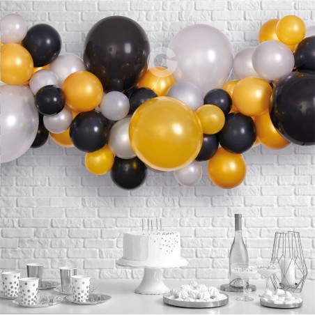 Kit Ghirlanda Palloncini Shiny Oro, Argento e Nero "DIY Garland Kit" 66pz Gemar "Diy Garland Kit"