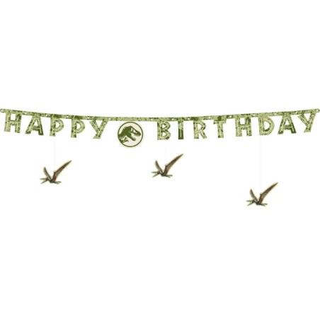 Festone Happy Birthday Carta di Jurassic World "Dinosauro" 1,65mt Jurassic World