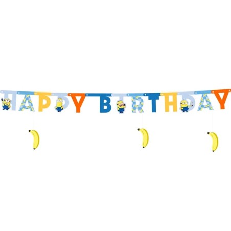Festone Happy Birthday Carta dei Minions "Illumination's" 1,53mt Minions