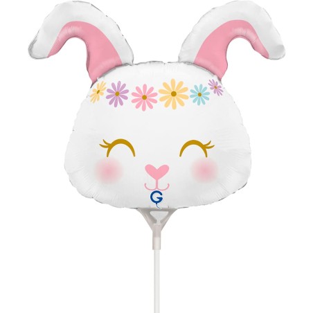 Palloncino in Foil 14" Mini Shape Coniglio "Hippie Bunny" Animali Grabo