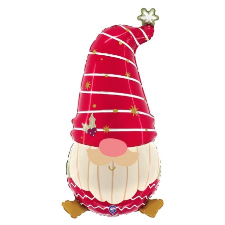 Palloncino in Foil 32" Super Shape Gnomo Natalizio "Christmas Gnome" Natale e Capodanno Grabo