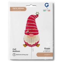 Palloncino in Foil 32" Super Shape Gnomo Natalizio "Christmas Gnome" Natale e Capodanno Grabo