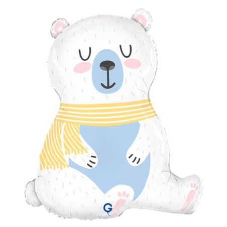 Palloncino in Foil 34" Super Shape Orso Polare "Polar Bear" Animali Grabo