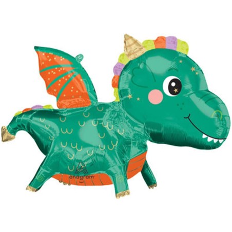Palloncino in Foil 38" Ultra Shape Draghetto "Cute Dragon" Medioevo "Re e Cavalieri"