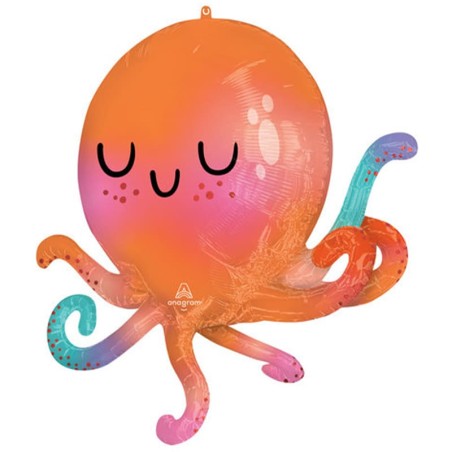 Palloncino in Foil 30" Ultra Shape Polipetto "Cute Octopus" Pesci e Mare