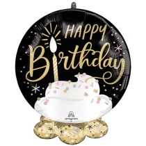 Palloncino in Foil 20" Frillz Super Shape Cupcake "Happy Birthday" Elegant Milestone Birthday