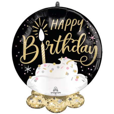 Palloncino in Foil 20" Frillz Super Shape Cupcake "Happy Birthday" Elegant Milestone Birthday