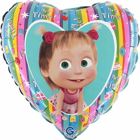 Palloncino in Foil 18" Cuore Masha & Orso Personaggi Grabo