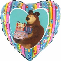 Palloncino in Foil 18" Cuore Masha & Orso Personaggi Grabo