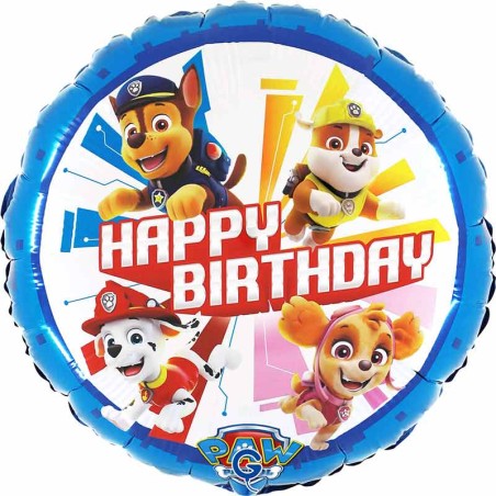 Palloncino in Foil 18" Happy Birthday "Paw Patrol" Personaggi Grabo