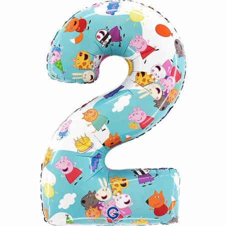 Palloncino in Foil 26" Numero 2 Peppa Pig Personaggi Grabo