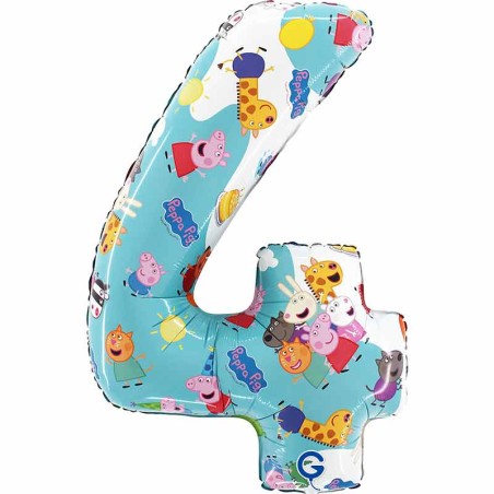 Palloncino in Foil 26" Numero 4 Peppa Pig Personaggi Grabo