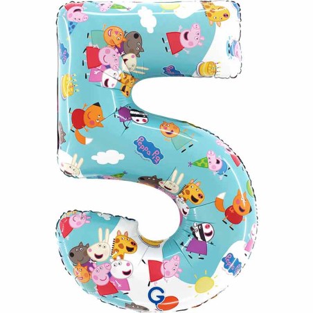 Palloncino in Foil 26" Numero 5 Peppa Pig Personaggi Grabo