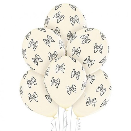 Palloncino in Lattice 12" Avorio con Fiocchi Antracite 6pz Elegant Milestone Birthday