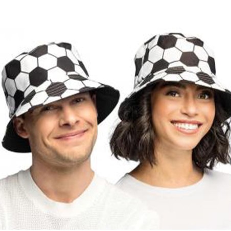 Cappello a secchiello in Stoffa decorato Pallone da Calcio Calcio