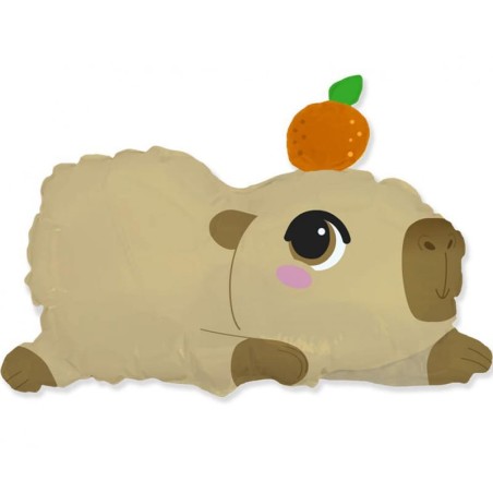 Palloncino in Foil 24" Super Shape Capibara Steso con Arancia Animali del Bosco