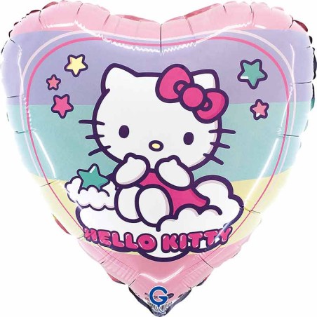 Palloncino in Foil 18" Cuore Hello Kitty Arcobaleno Personaggi Grabo