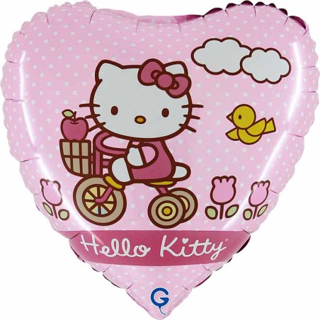 Palloncino in Foil 18" Cuore Hello Kitty in Bicicletta Personaggi Grabo