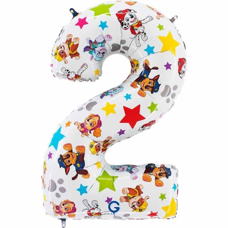 Palloncino in Foil 26" Numero 2 Paw Patrol Personaggi Grabo