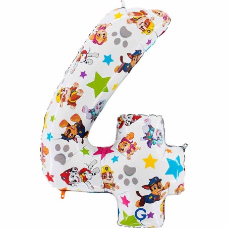 Palloncino in Foil 26" Numero 4 Paw Patrol Personaggi Grabo