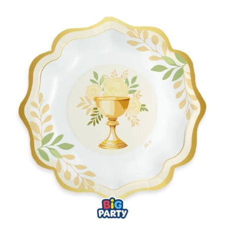 Piatto di Carta Smerlato 20cm per Prima Comunione "Holy" 6pz