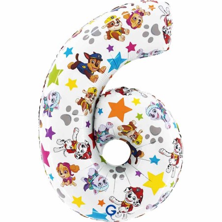 Palloncino in Foil 26" Numero 6 Paw Patrol Personaggi Grabo