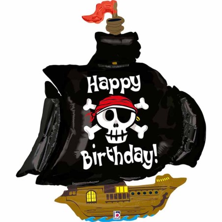 Palloncino in Foil 46" Super Shape Nave Pirati "Pirate Ship" Pesci e Mare Grabo