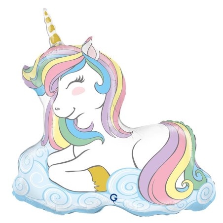 Palloncino in Foil 39" Super Shape Unicorno "Macaron Unicorn" Animali Grabo