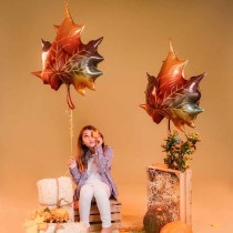 Palloncino in Foil 35" Super Shape Foglia Autunnale "Fall Leaf" Natura Grabo