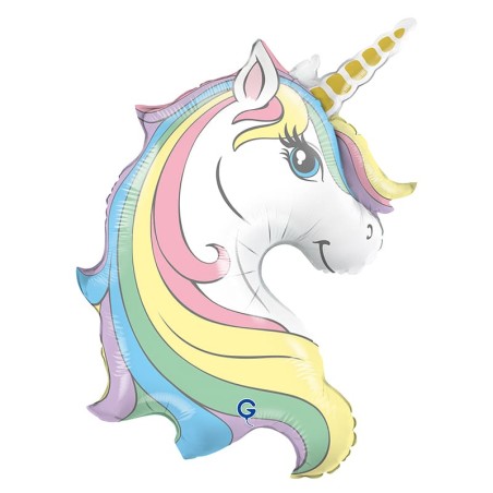 Palloncino in Foil 39" Super Shape Unicorno "Macaron Unicorn" Animali Grabo