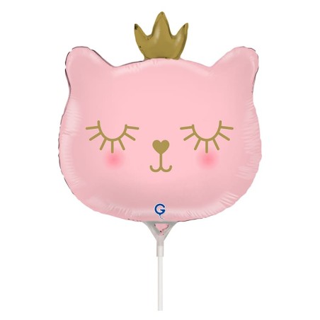 Palloncino in Foil 14" Mini Shape Principessa Gatto Rosa "Cat Princess" Animali Grabo