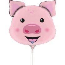 Palloncino in Foil 14" Mini Shape Maialino "Head Pig" Animali Grabo