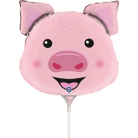 Palloncino in Foil 14" Mini Shape Maialino "Head Pig" Animali Grabo