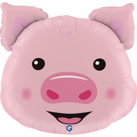 Palloncino in Foil 30" Super Shape Maialino "Pig Head" Animali Grabo