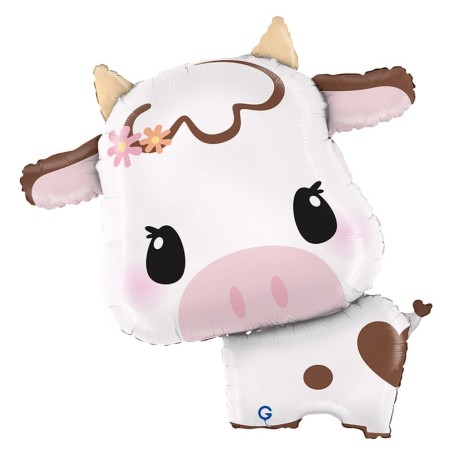 Palloncino in Foil 33" Super Shape Mucca "Cute Cow" Animali Grabo