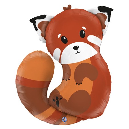 Palloncino in Foil 42" Super Shape Panda Rosso "Red Panda" Animali Grabo