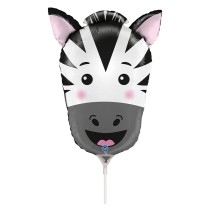 Palloncino in Foil 14" Mini Shape Zebra "Head Zebra" Animali Grabo