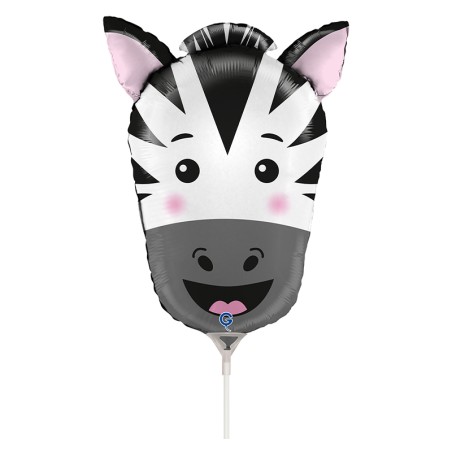 Palloncino in Foil 14" Mini Shape Zebra "Head Zebra" Animali Grabo