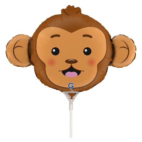 Palloncino in Foil 14" Mini Shape Scimmia "Monkey Head" Animali Grabo