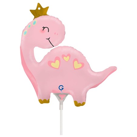 Palloncino in Foil 14" Mini Shape Dinosauro "Pink Dino" Animali Grabo